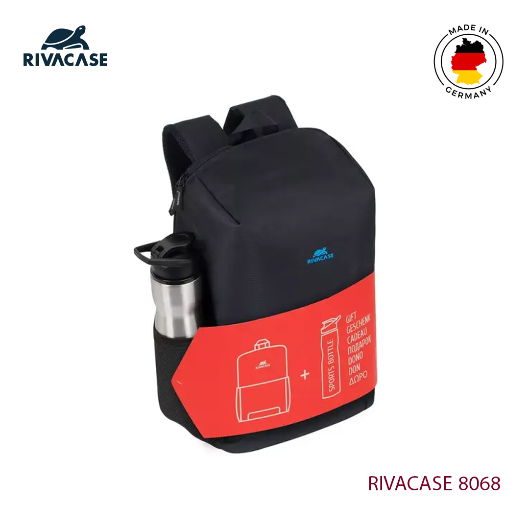 Sac a Dos PC Portable 15.6" RIVACASE 8068 Noir + Gourde Sport Offerte