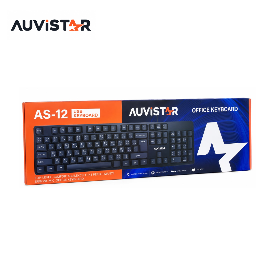 Clavier de Bureau Filaire USB AUVISTAR AS-12 - Ergonomique et Confortable