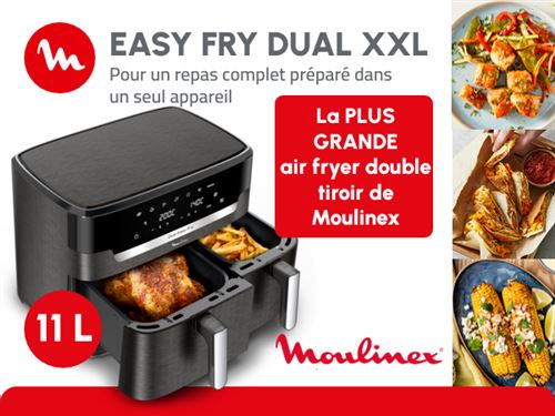 Moulinex EZ942HF0 Easy Fry Dual XXL – Friteuse à air sans huile 11L, 2 tiroirs