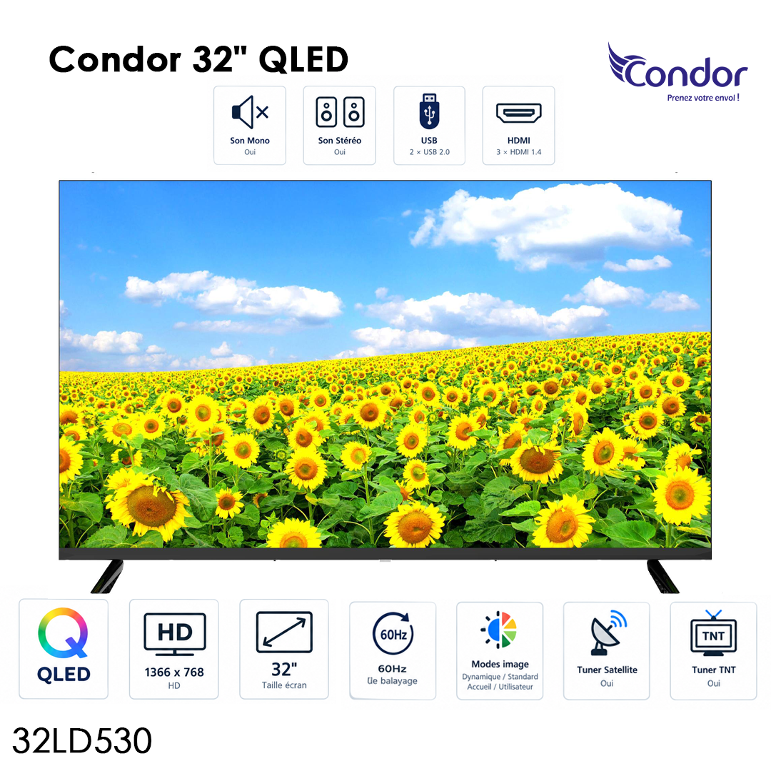 TV Condor LD530 32" QLED HD Frameless