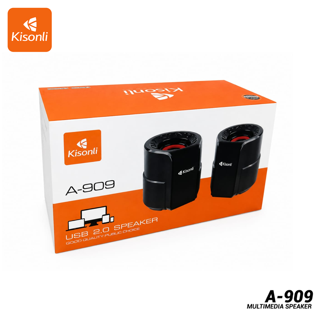 Haut-Parleurs PC Kisonli A-909 USB 2.0 - Son Stéréo pour PC Portable & Bureau