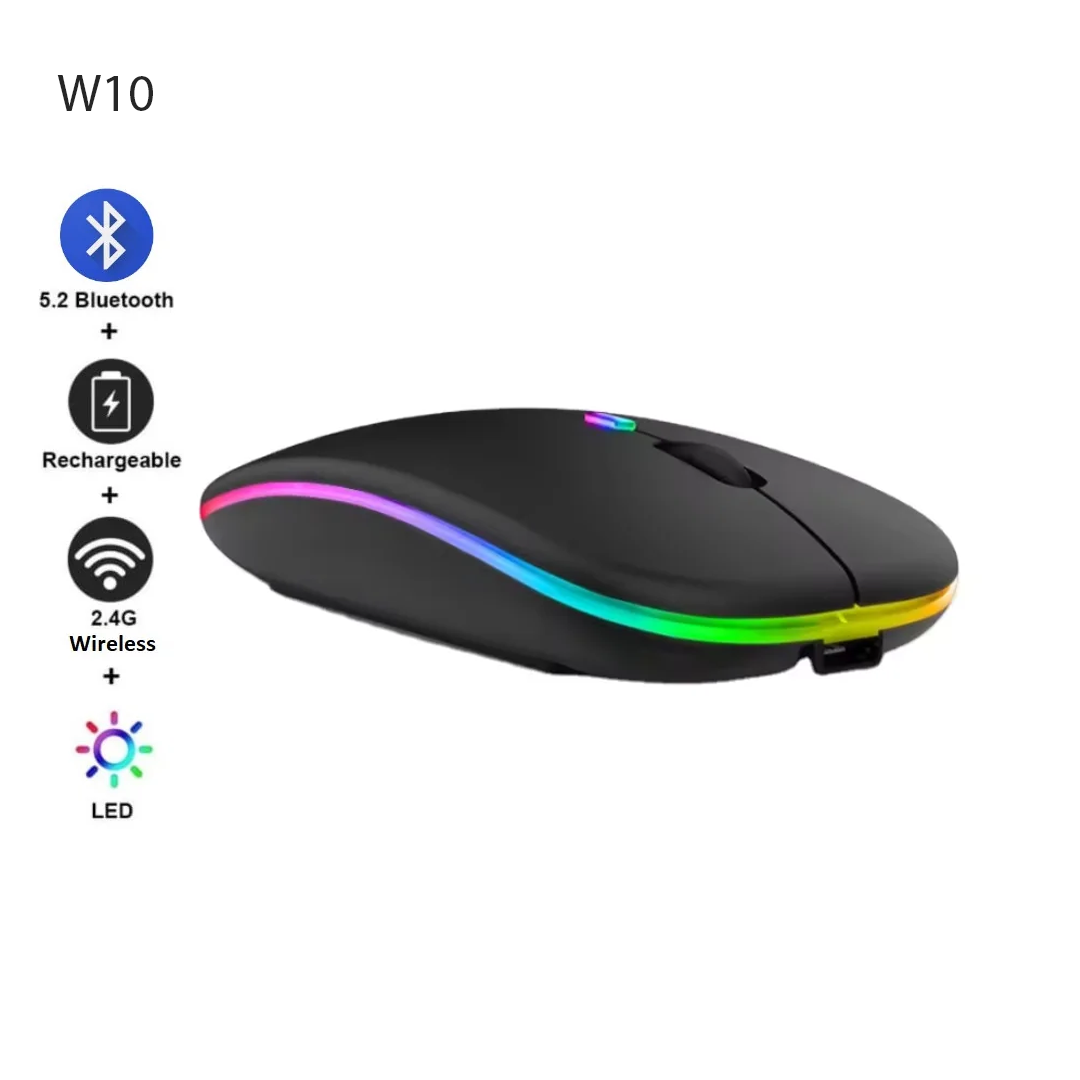 Souris Sans Fil Rechargeable W10 - Bluetooth & 2.4GHz