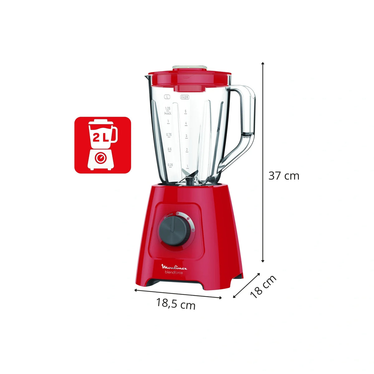 Moulinex – LM420510 – Blender de Cuisine - Bol 2 L et Puissance 600 W