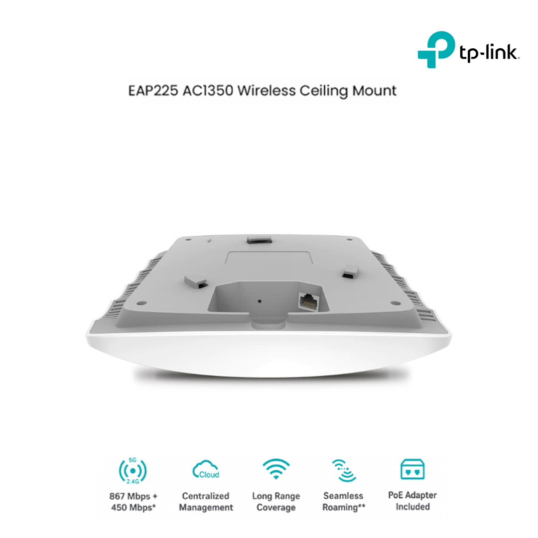 Point d'Accès Wi-Fi Gigabit Ceiling Mount TP-Link Omada EAP225 (AC1350)
