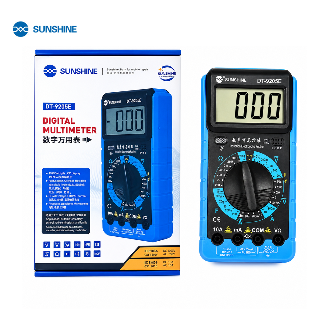 Multimètre Numérique SUNSHINE DT-9205E - Testeur Électronique Professionnel AC/DC