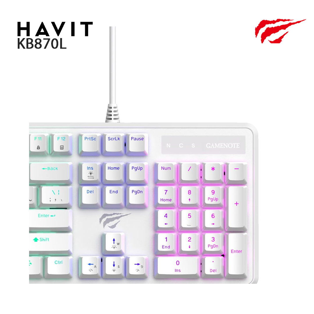 HAVIT KB870L Clavier Mécanique Gaming 104 Touches-LUMINEUX – Rétroéclairage Backlit