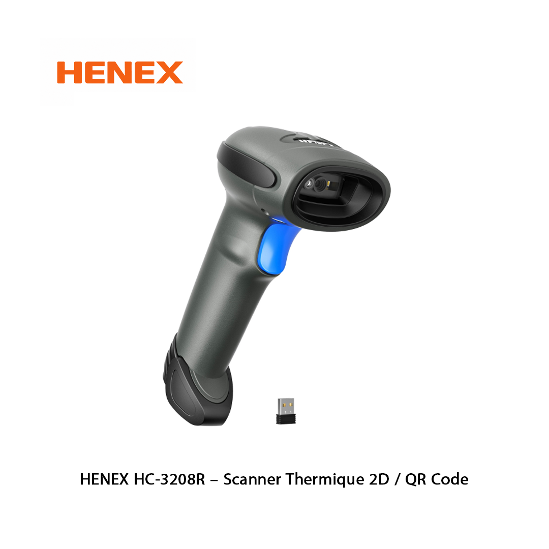 Lecteur Code a Barres Sans Fil HENEX HC-3208R – 1D/2D QR Code (USB)