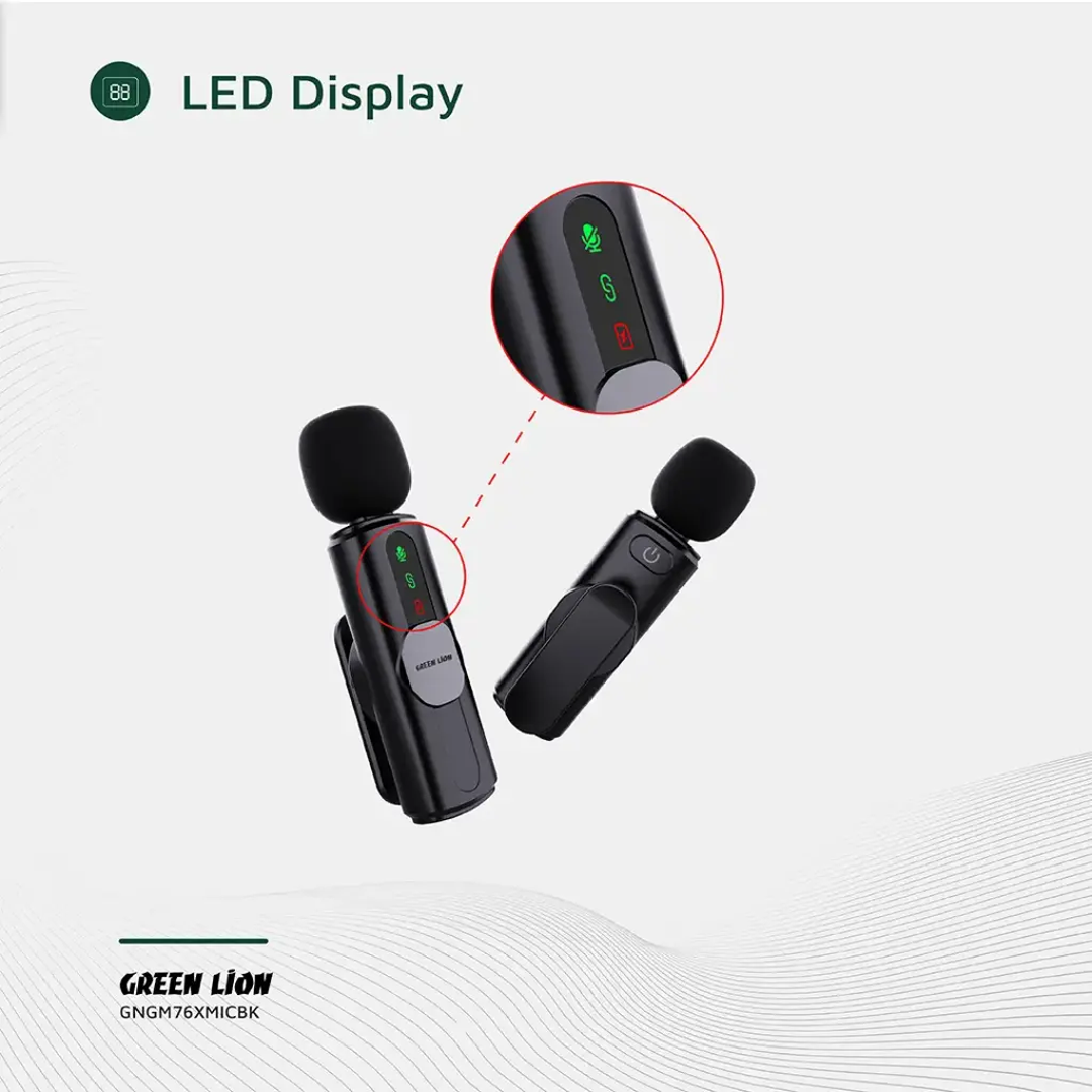 Microphone Sans Fil Green Lion GM-76X - Double Micro avec Réduction de Bruit (USB-A/Type-C/Lightning)
