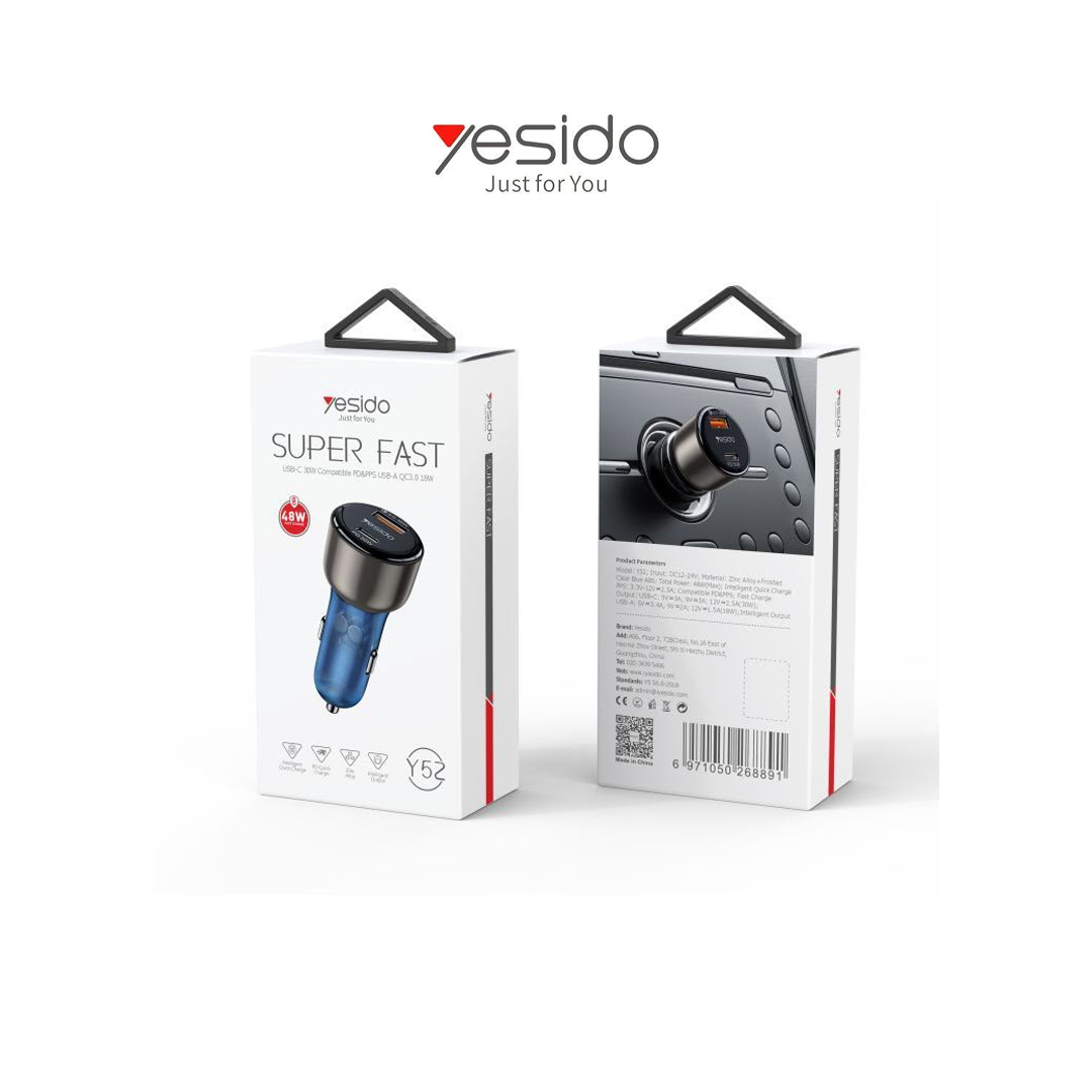 Chargeur Allume-Cigare Super Rapide 48W - Yesido Y52