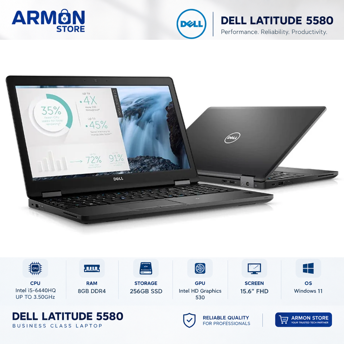 Dell Latitude 5580 – Intel® Core™ i5-6440HQ / RAM 8GB/16GB / SSD 256GB/512GB / Écran 15.6″ / Occasion Garantie