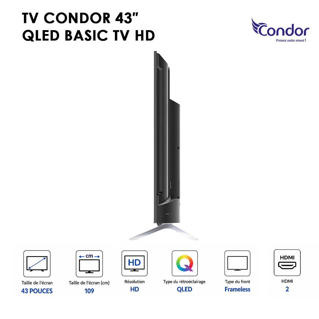 TV CONDOR  43″ QLED BASIC TV HD 43LD540