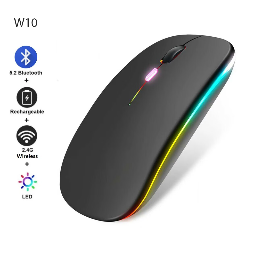 Souris Sans Fil Rechargeable W10 - Bluetooth & 2.4GHz