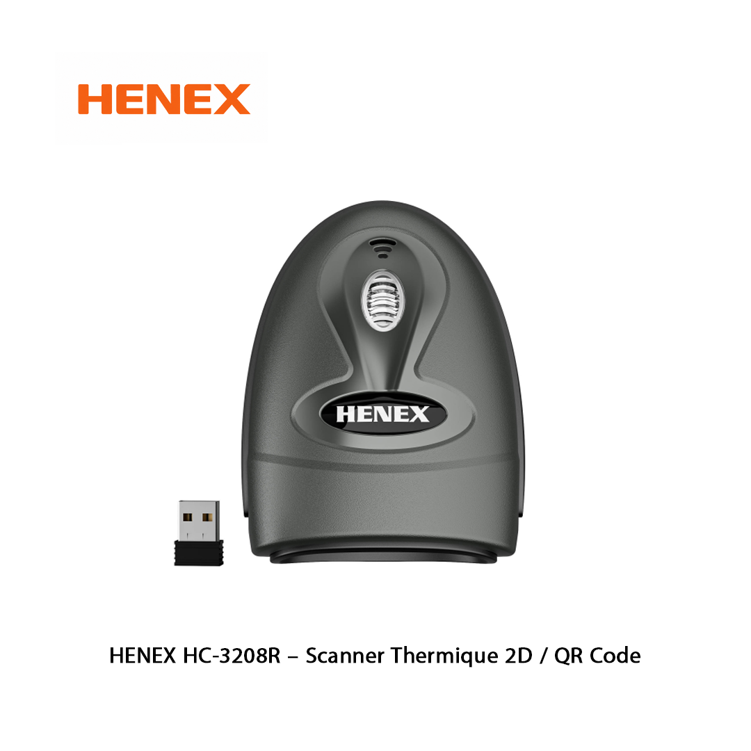 Lecteur Code a Barres Sans Fil HENEX HC-3208R – 1D/2D QR Code (USB)