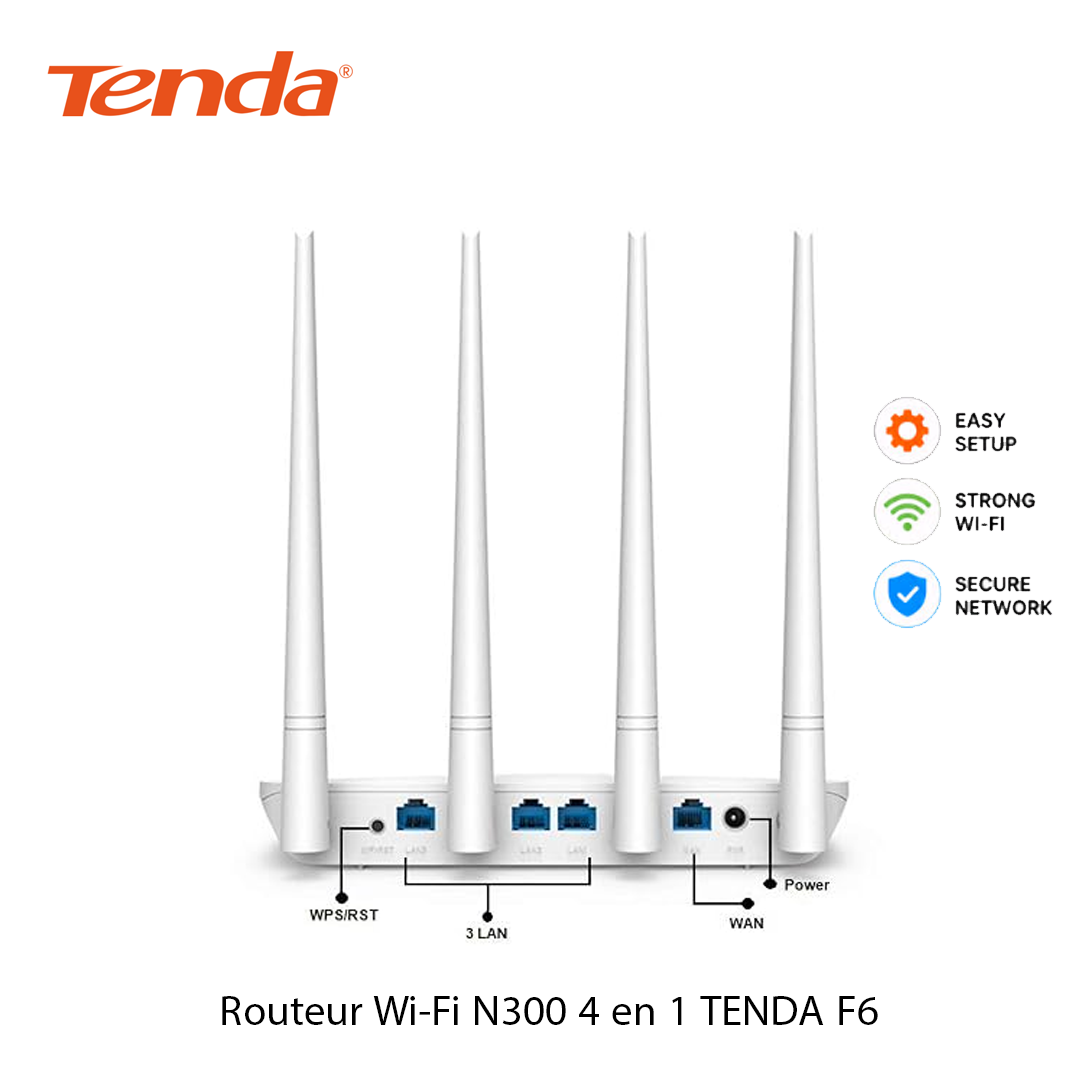 Routeur Wi-Fi N300 4 en 1 TENDA F6