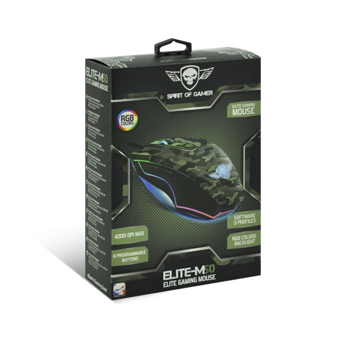 Souris Gaming Spirit of Gamer Elite M50 Camouflage 4000 DPI RGB