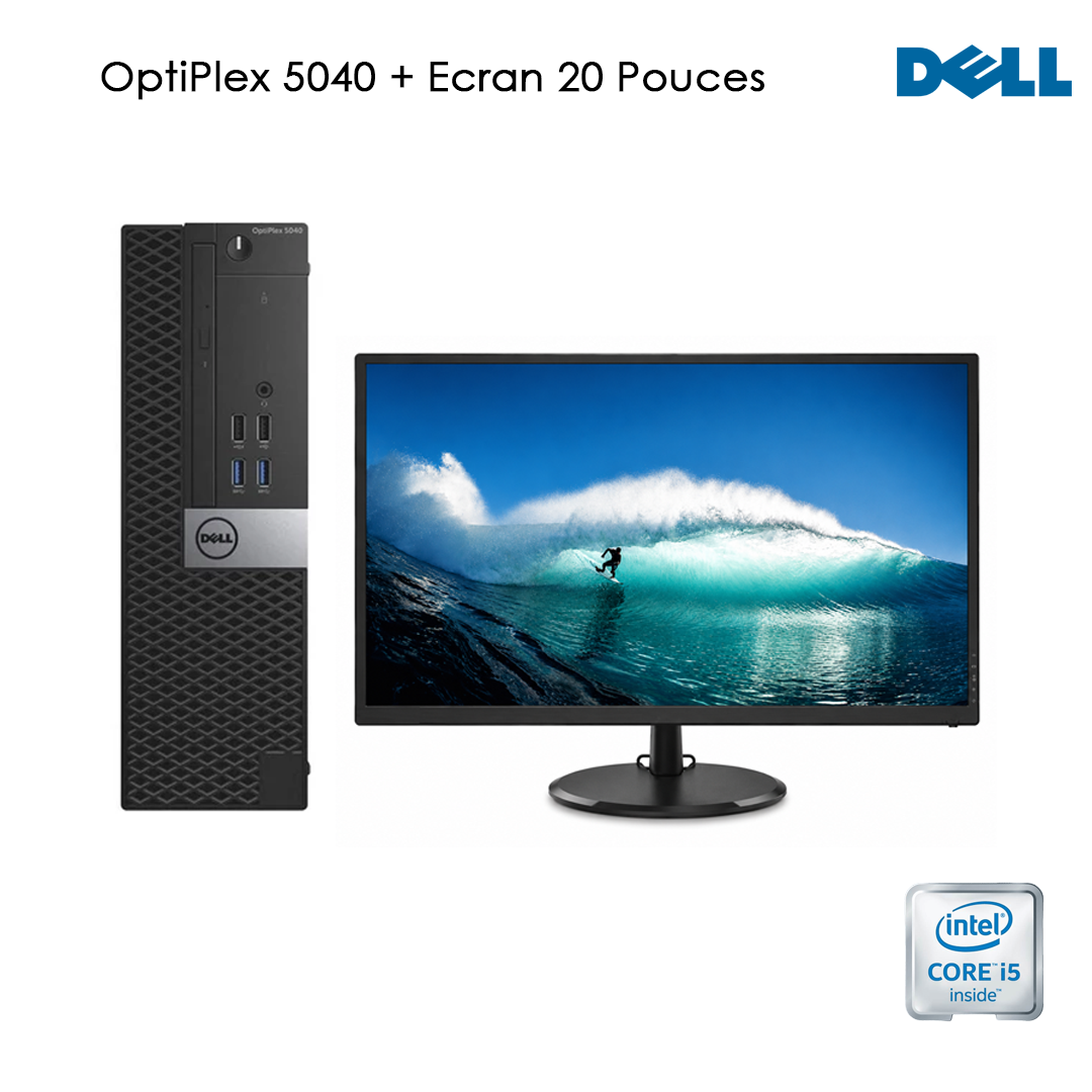 Dell OptiPlex 5040 SFF Core i5 6EM/ 8GB / 256GB / Ecran 20 Pouces / État Excellent