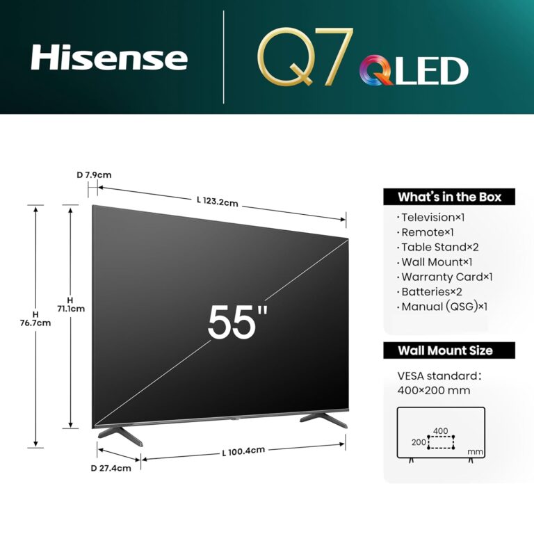Hisense 55Q7N – Televiseur 55 Pouces 4K UHD Smart TV (QLED / Dolby Vision / Dolby Atmos)