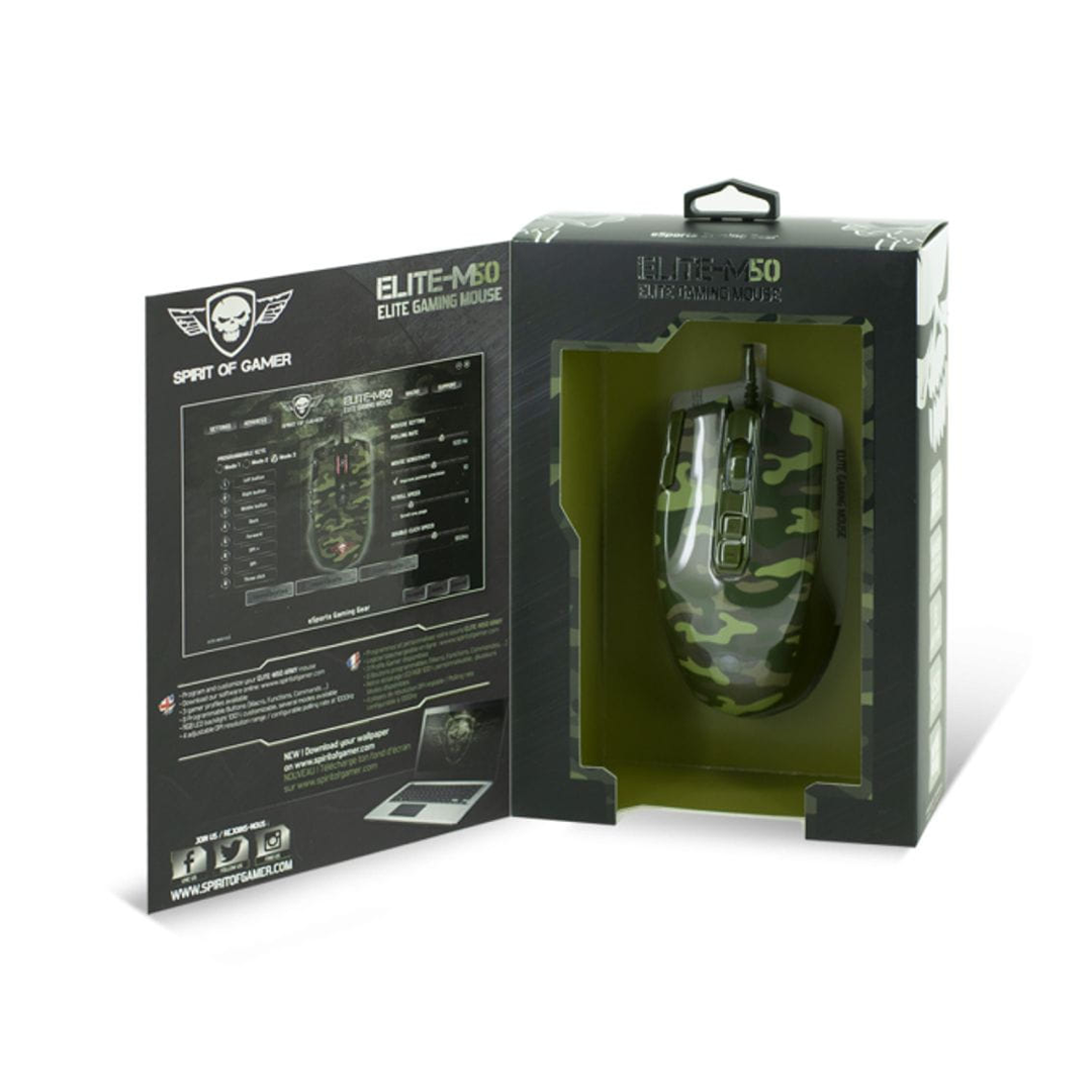 Souris Gaming Spirit of Gamer Elite M50 Camouflage 4000 DPI RGB