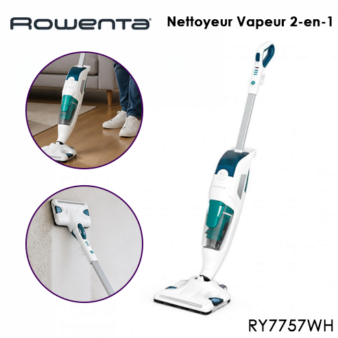 Nettoyeur Vapeur 2En1 1500W Avec Diffuseur d’Huiles Essentielles Clean Et Steam Revolution Rowenta RY7757WH