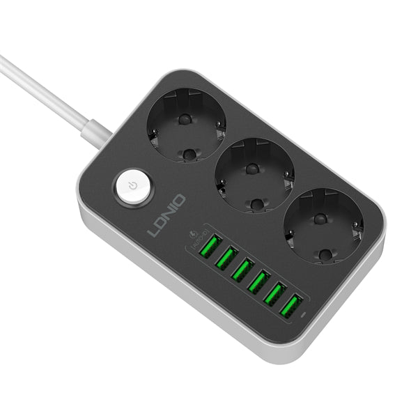 LDNIO SE3631 – Multiprise Electrique Premium 3 Prises Schuko + 6 Ports USB