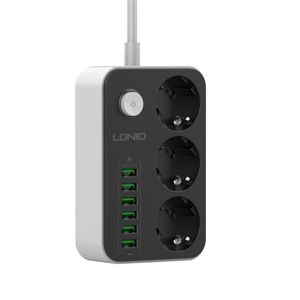 LDNIO SE3631 – Multiprise Electrique Premium 3 Prises Schuko + 6 Ports USB