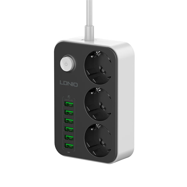 LDNIO SE3631 – Multiprise Electrique Premium 3 Prises Schuko + 6 Ports USB