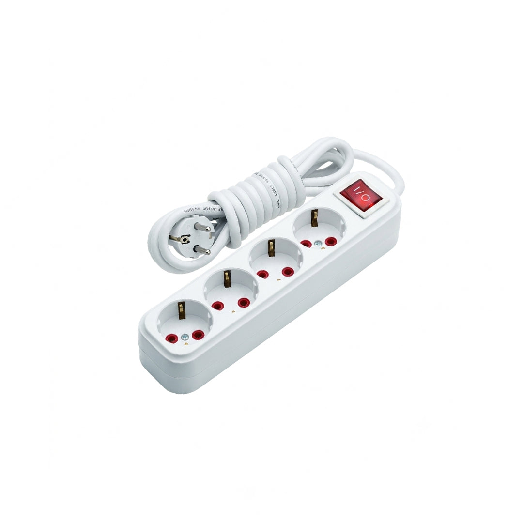 BMS ELECTRIC — Multiprises 4X Prises | Câble 2 m | Prise de Terre | 16A - 220/250V