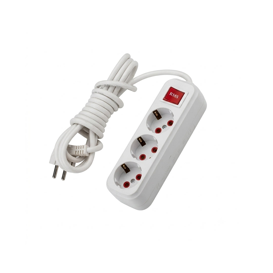 BMS ELECTRIC — Multiprises 4X Prises | Câble 2 m | Prise de Terre | 16A - 220/250V