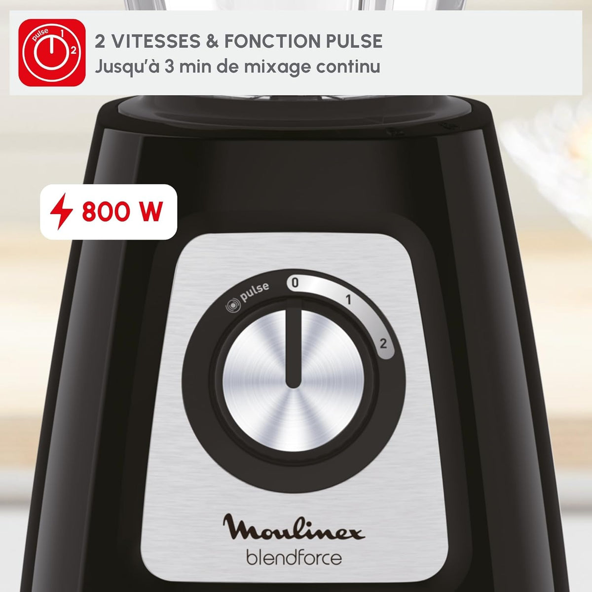 Moulinex – LM430510 – Blender de Cuisine - Bol en Verre 1,75 L et Puissance 800 W