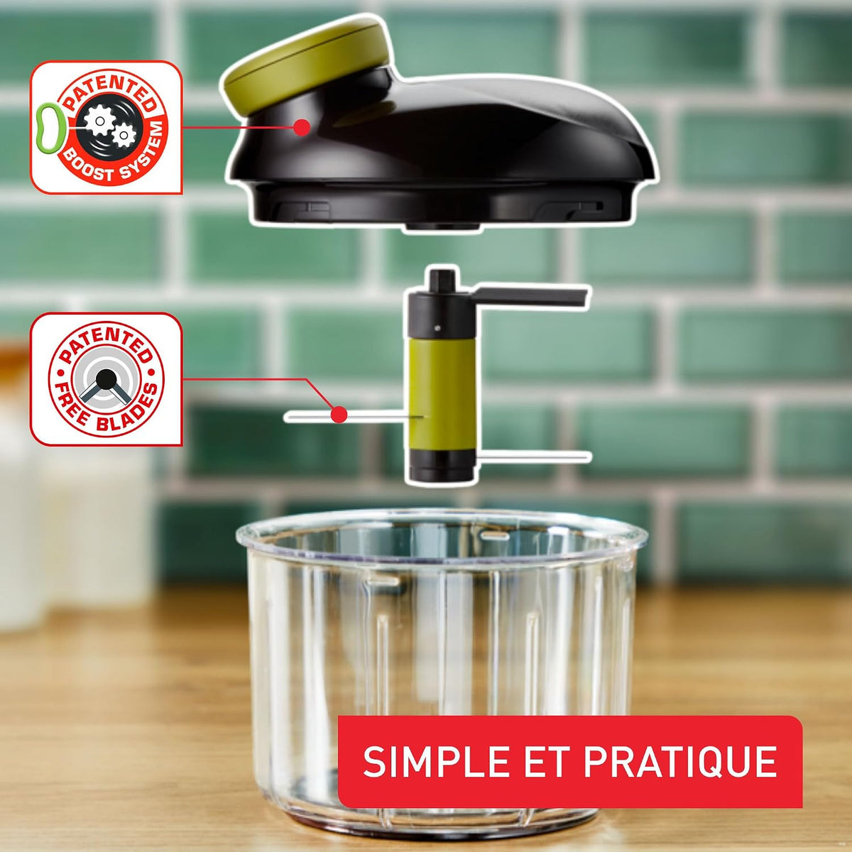 Tefal K1320404 5 Seconds Chopper – Hachoir manuel 900 ml