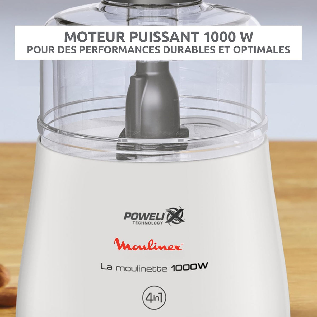 Moulinex – DPA141 – Moulinette Hachoir Électrique 4-en-1 - Puissance 1000 W