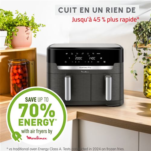 Moulinex EZ942HF0 Easy Fry Dual XXL – Friteuse à air sans huile 11L, 2 tiroirs