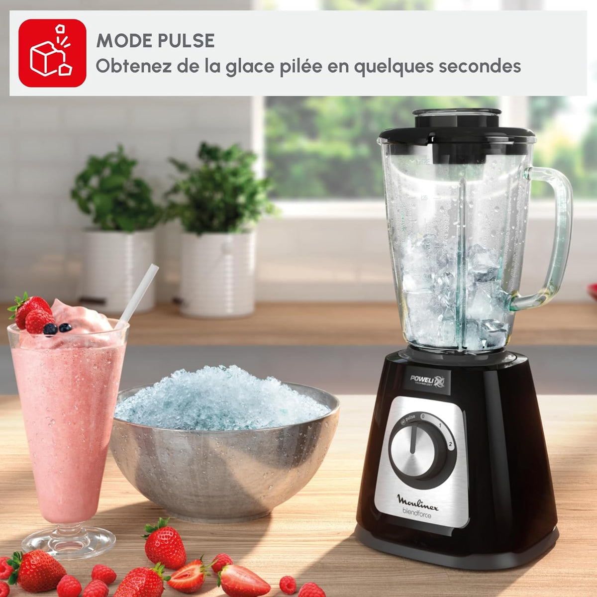 Moulinex – LM430510 – Blender de Cuisine - Bol en Verre 1,75 L et Puissance 800 W