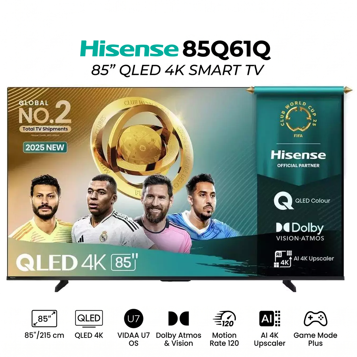 Hisense 85Q61Q – Televiseur 85 Pouces 4K UHD Smart TV (QLED / Quantum Dot / Dolby Vision / VIDAA U7)