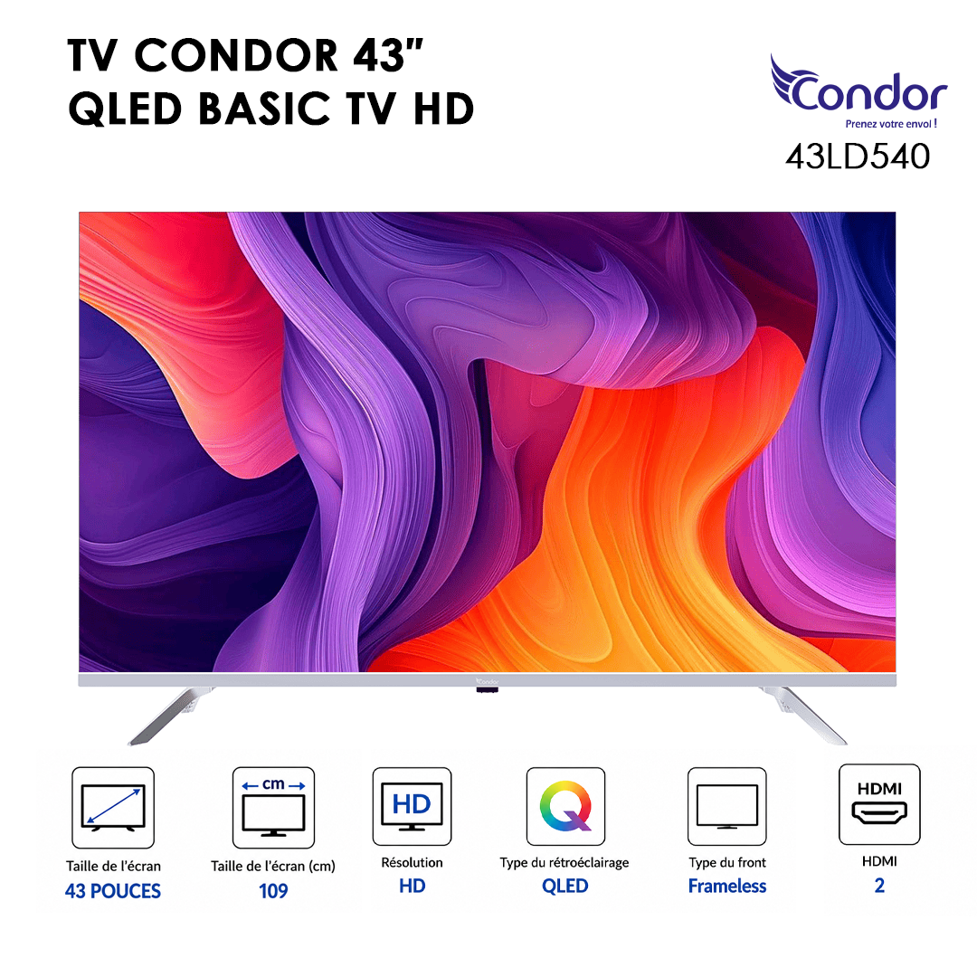 TV CONDOR  43″ QLED BASIC TV HD 43LD540