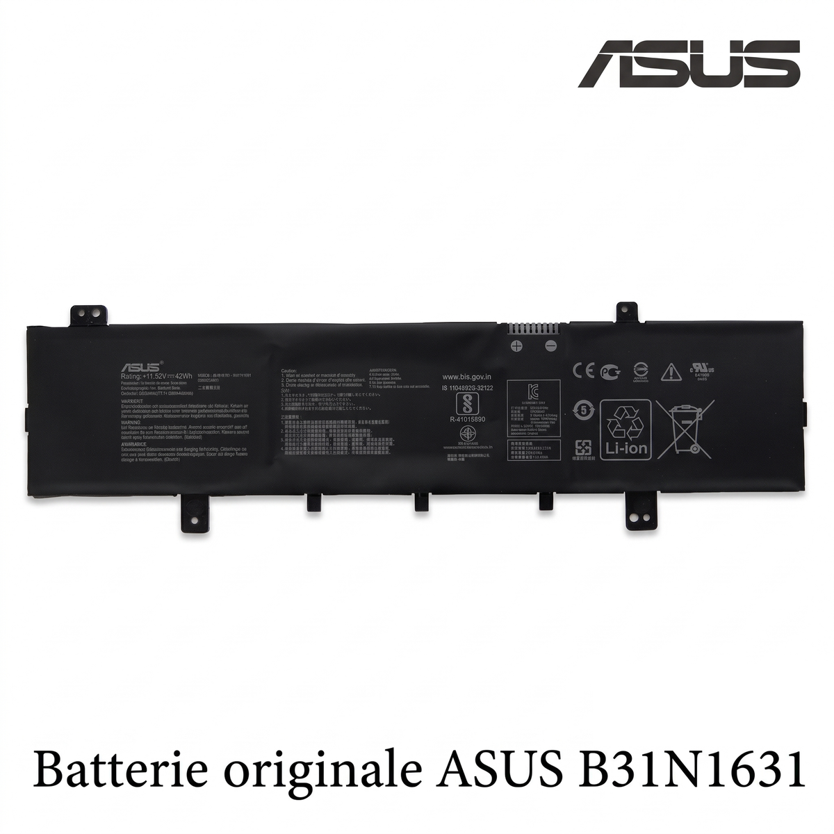 Batterie ASUS B31N1631 11.52V 42Wh pour PC portable, grande autonomie. Facture pour entreprises (B2B). Garantie 1 mois.