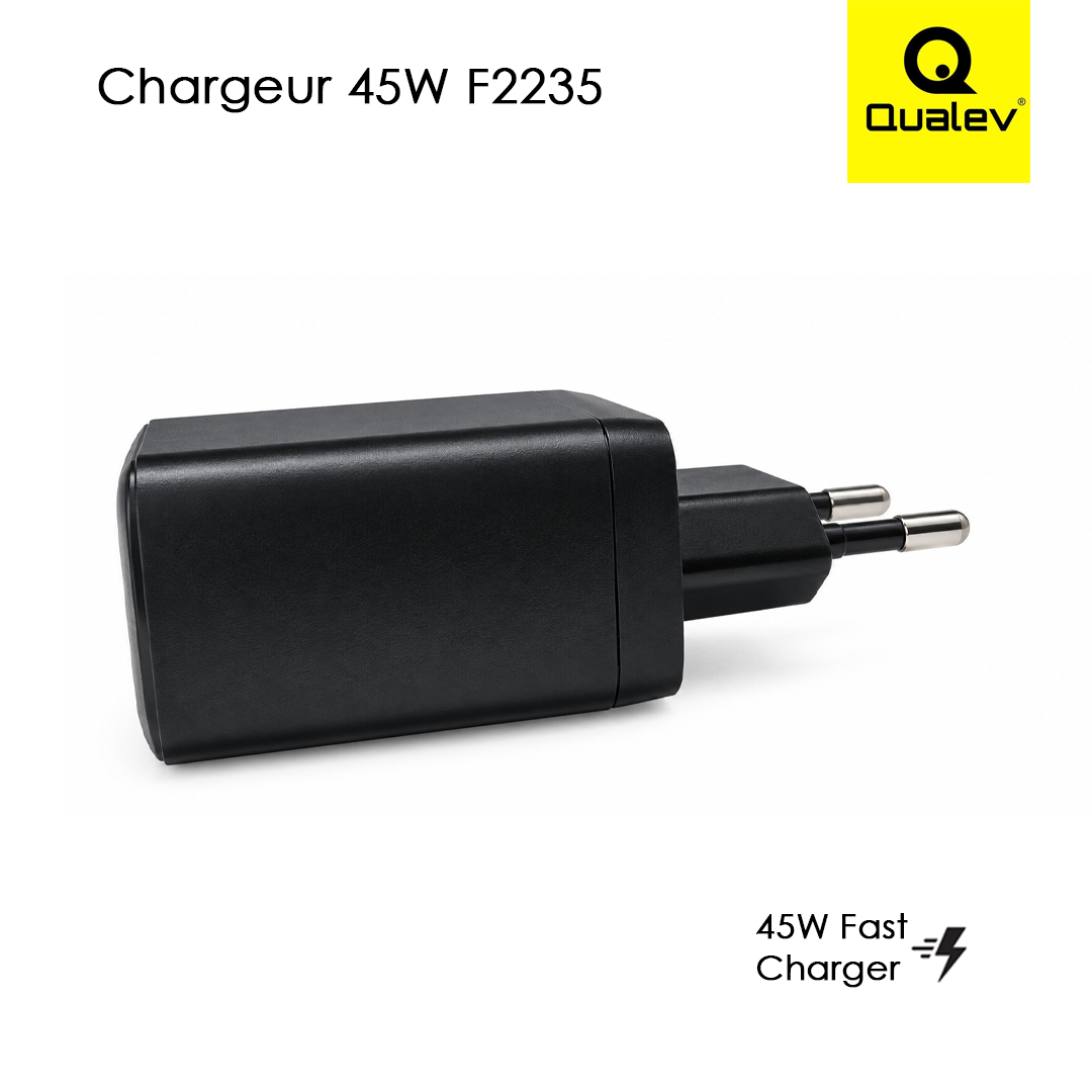 Chargeur secteur Qualev F2235 45W USB-C PD + USB-A QC3.0