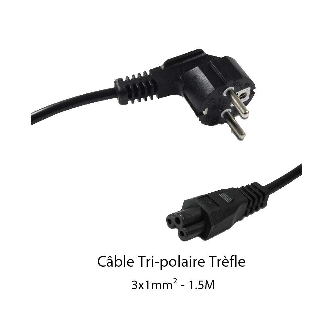 Cable Tri-polaire (Trèfle) 3x1mm² - 1.5M