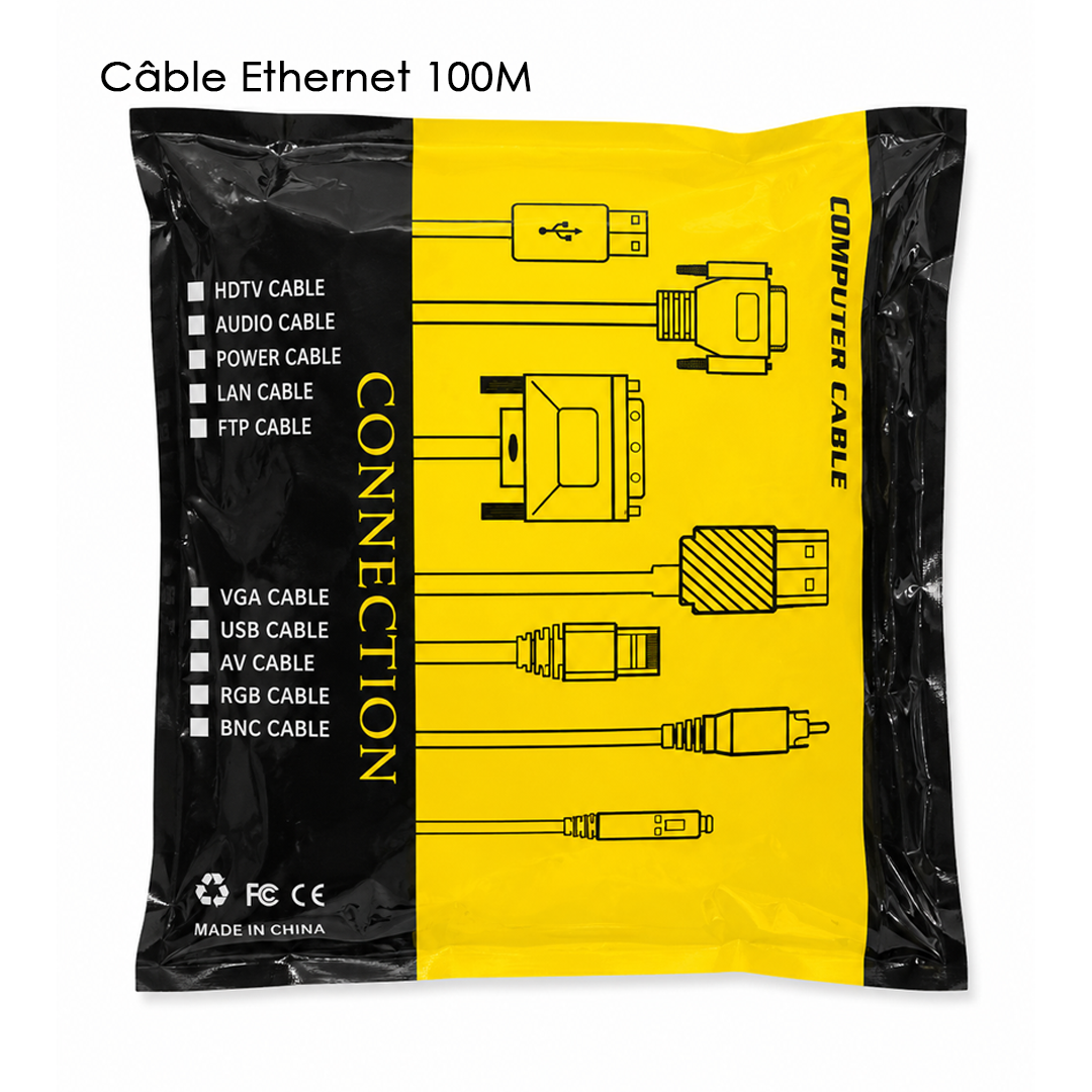 Cable Ethernet CAT6 100M AUVISTAR, connexion reseau stable et rapide. Facture entreprise et SAV chez ARMON STORE. Livraison rapide, commandez !