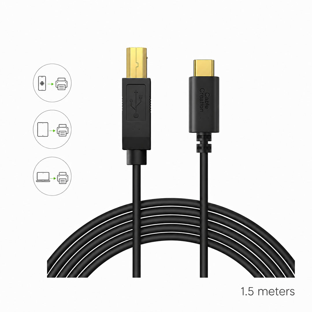 Cable Imprimante USB Type-C vers USB-B – 1,5 m