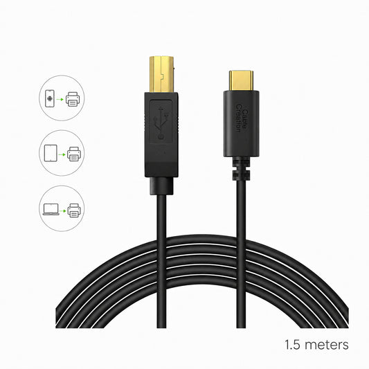 Cable Imprimante USB Type-C vers USB-B – 1,5 m