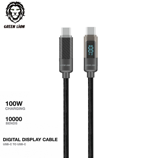 Cable USB-C vers USB-C Green Lion 100W avec Affichage Numérique (1m)
