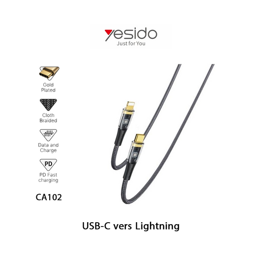 Cable Yesido CA102 USB-C vers Lightning - 200cm