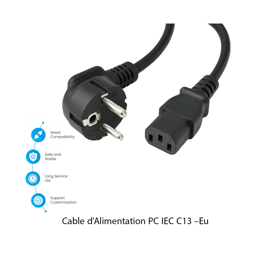 Cable d'Alimentation PC IEC C13 –(EU)