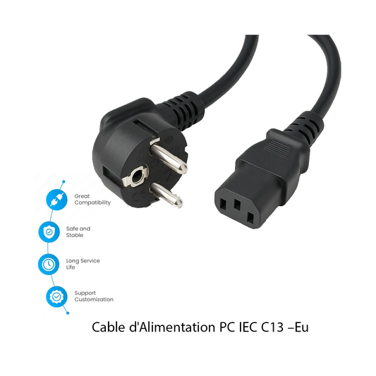 Cable d'Alimentation PC IEC C13 –(EU)