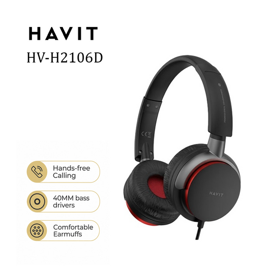 Casque Audio Filaire Havit HV-H2106D - Son Stéréo Basses 40mm & Micro Intégré