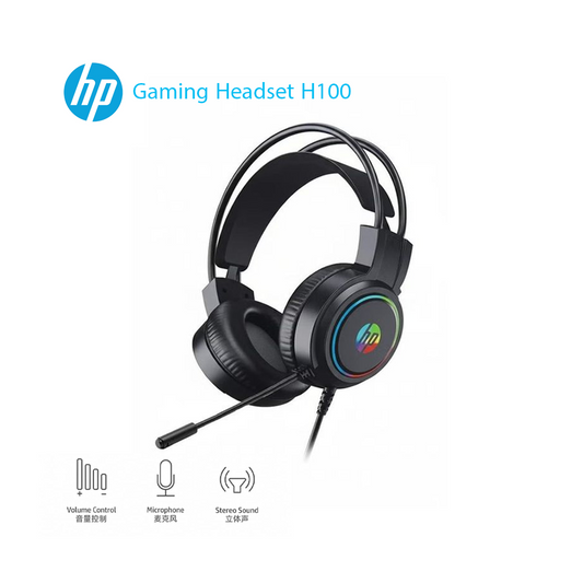 Casque Gamer HP H100 – Casque Stéréo avec Micro et Éclairage RGB