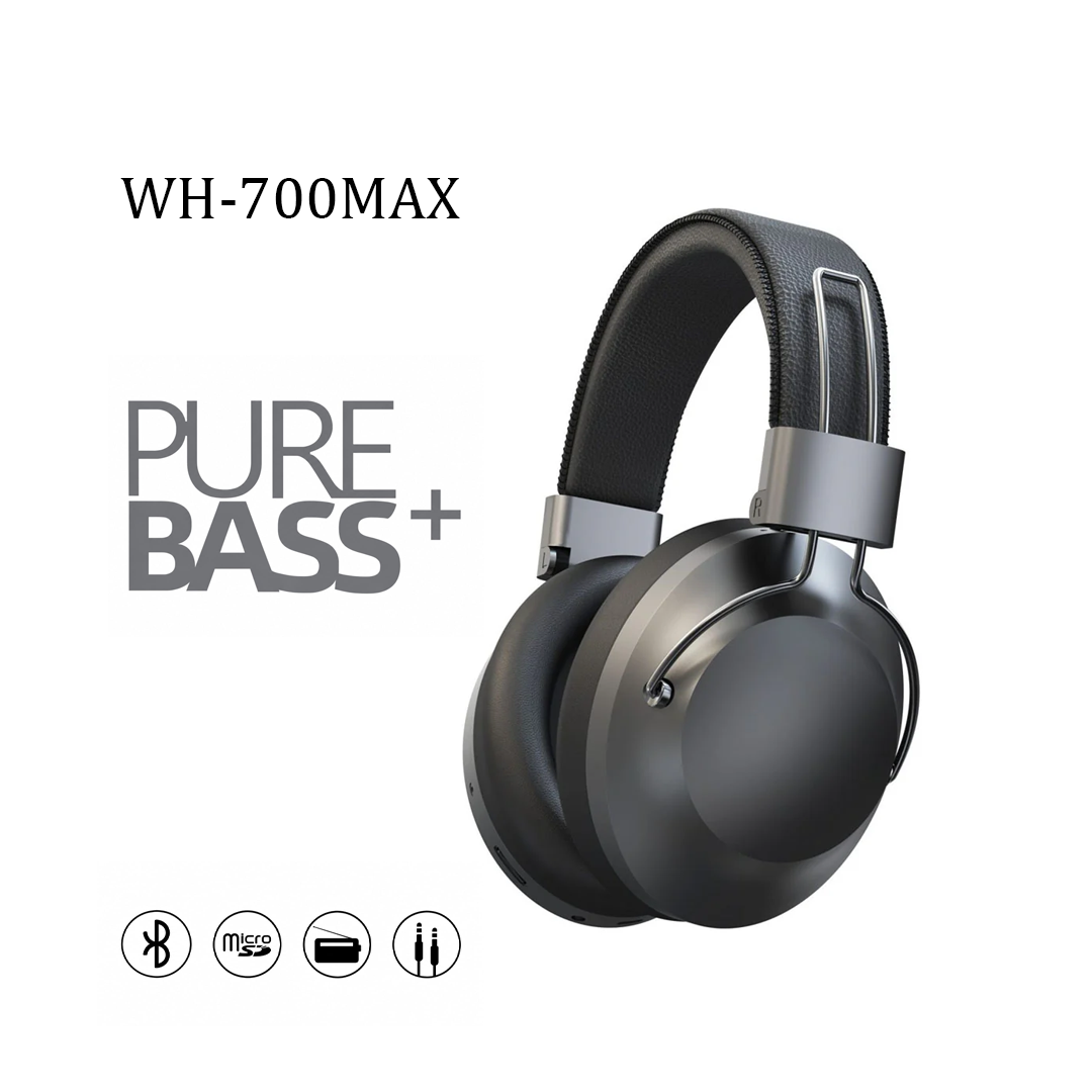 Casque Sans Fil Bluetooth WH-700MAX - Pure Bass+, Radio FM & Lecteur SD