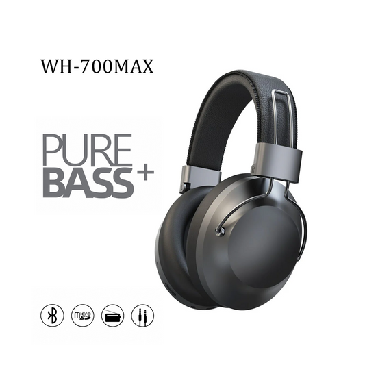 Casque Sans Fil Bluetooth WH-700MAX - Pure Bass+, Radio FM & Lecteur SD