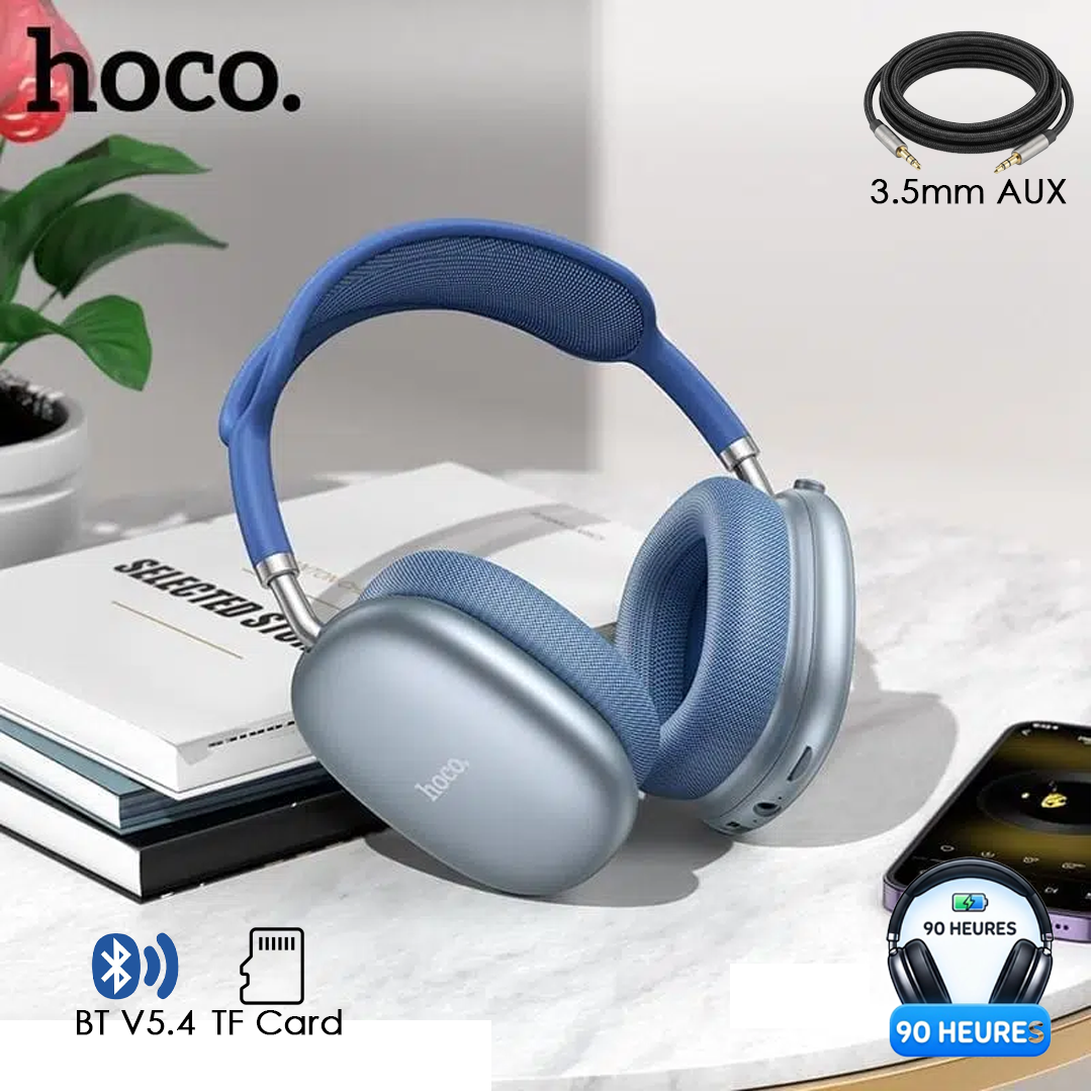 Casque Sans Fil Bluetooth Hoco W55 – Autonomie 90h & Son Hi-Fi - Blue